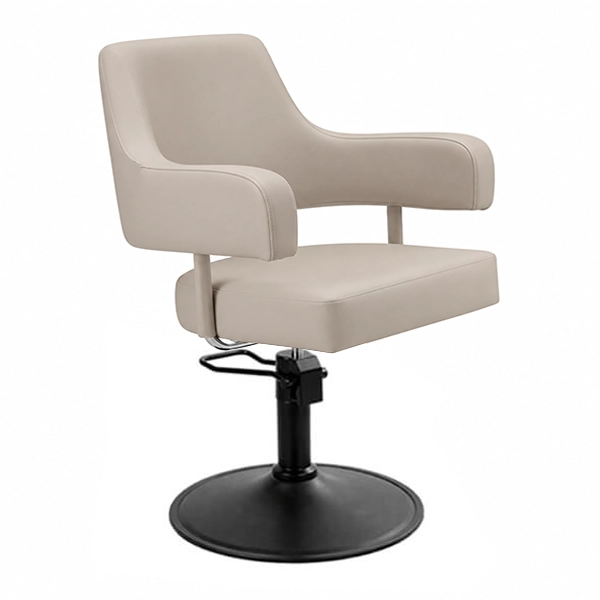[SC13-LM-SB02] Arabella Salon Chair - Latte (Round Matte Black)