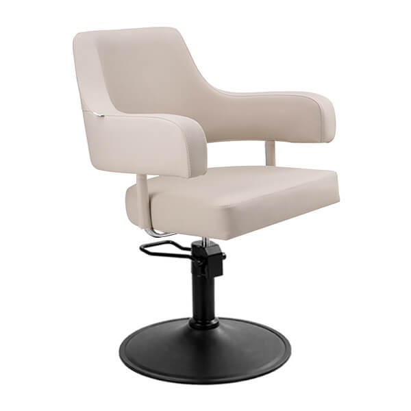 [SC13-LM-SB02] Lucy Salon Chair - Latte (Round Matte Black)