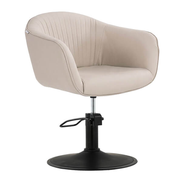 [SC14-LM-SB02] Aria Salon Chair - Latte (Round Matte Black)