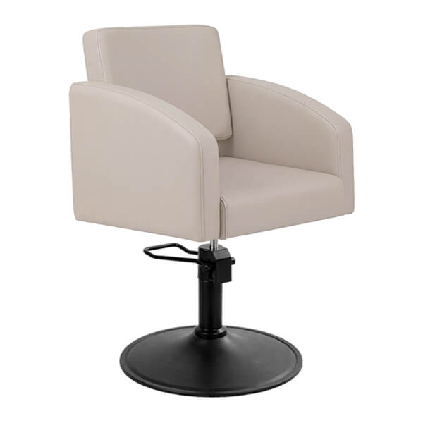 [SC01-LT-SB02] Zahra Salon Chair - Latte (Round Matte Black)
