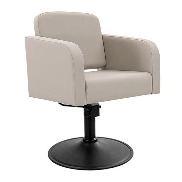 [HC01-LM-SB02] Hera Salon Chair – Latte (Round Matte Black)