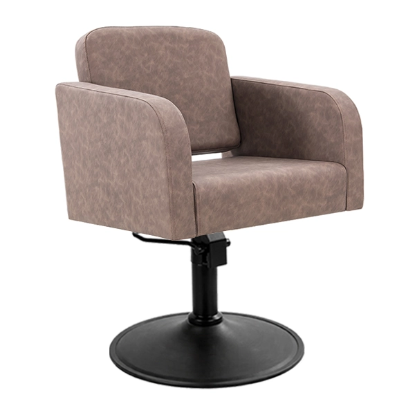 [HC01-MC-SB02] Hera Salon Chair – Mocha (Round Matte Black)