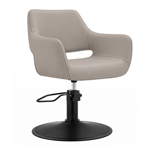 [SC02-LM-SB02] Madison Salon Chair - Latte (Round Matte Black)