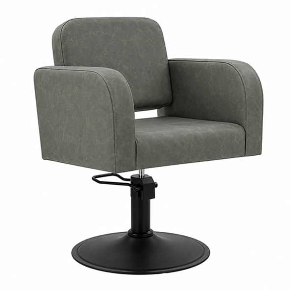 [HC04-TPM-SB02] Rhea Salon Chair - Taupe (Round Matte Black)