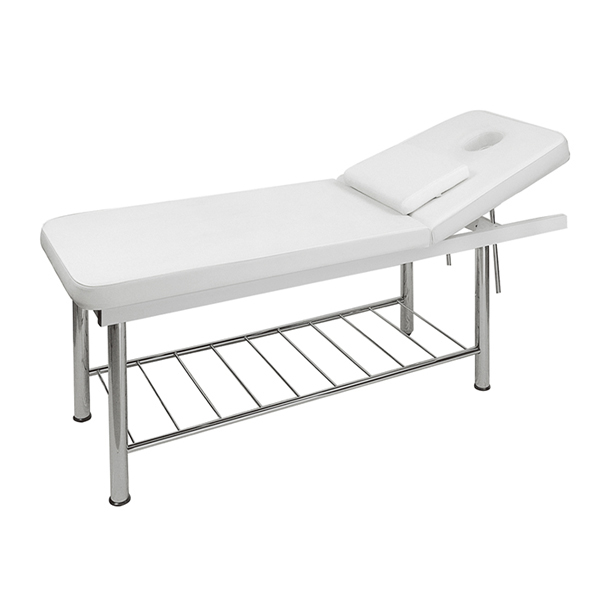 white beauty massage table with adjustable backrest