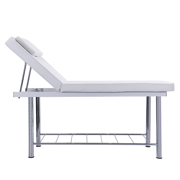white beauty massage table with adjustable backrest