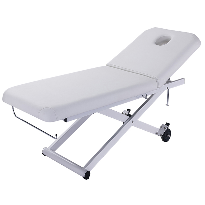 estia electric beauty bed in white with 1 motor for height adjustment