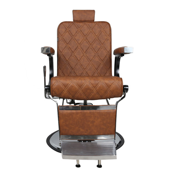 barber chair with tan diamond stitching