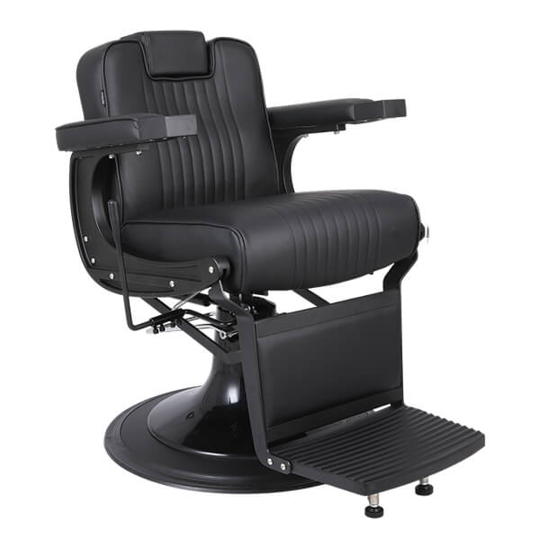 bellagio barber chair black front view in upright position
