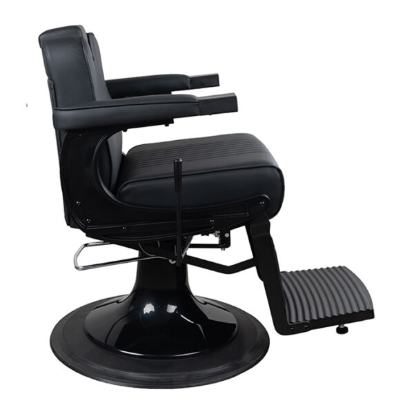 this barber chair finished in black premium vinyl gives your client the comfort they deserve