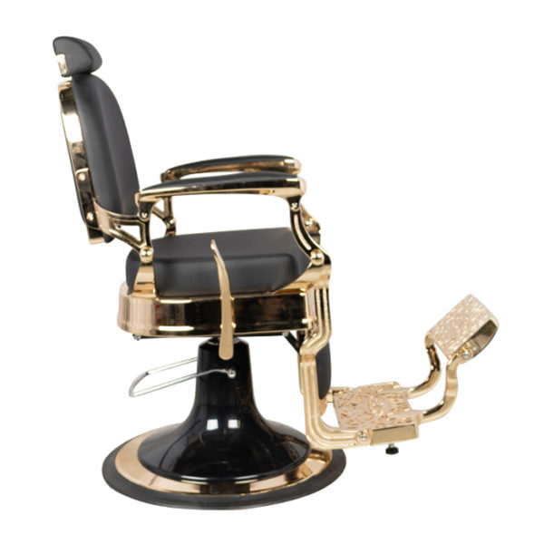this barber chair finished in gold gives your client the comfort they deserve