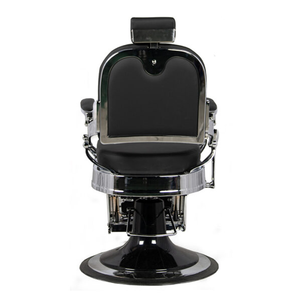 reclining barber chair finished in high grade black vinyl