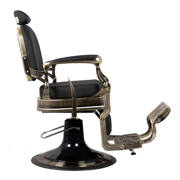 reclining barber chair finished in high grade black vinyl