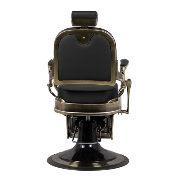 reclining barber chair finished in high grade black vinyl