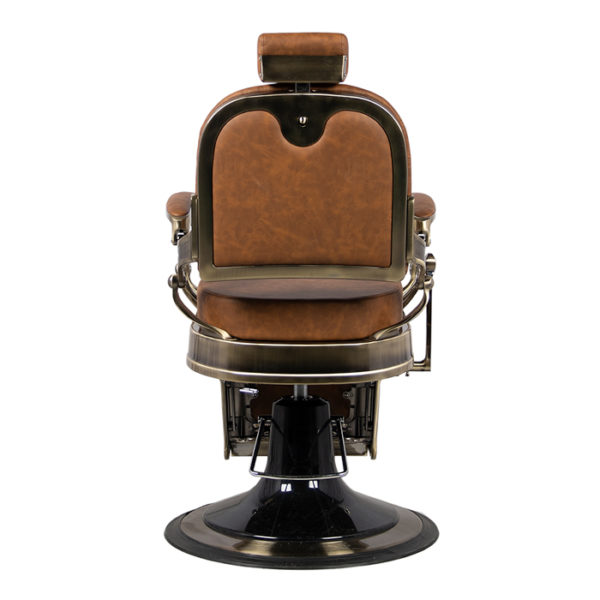 reclining barber chair finished in high grade tan vinyl