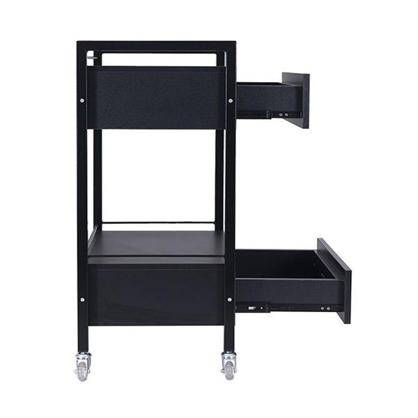 black salon trolley with 2 drawers