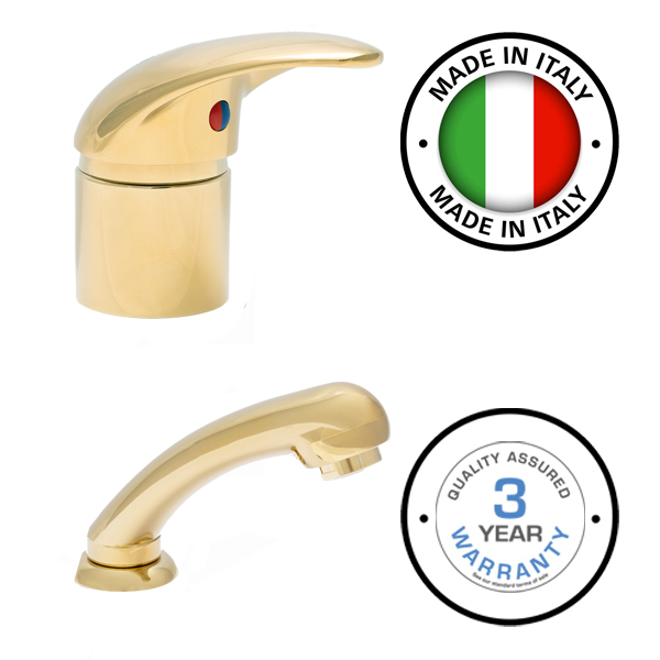 italian made tapware set in gold for hairdressing shampoo unit rigorously tested and highly durable