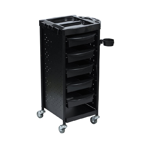 hairdressing trolley made from metal construction with 5 slide out trays