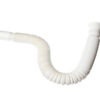 this white flexible drainage hose bends to move with the bowl as it tilts