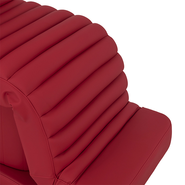 the gaia lash bed in ruby red vinyl offers 3 motors for height, back and leg rest