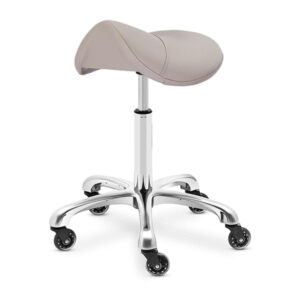 medical grade salon stool is height adjustable via gaslift mechanism