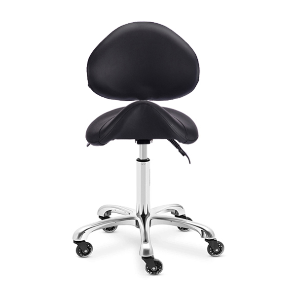 salon stool with saddle seat and tilt function