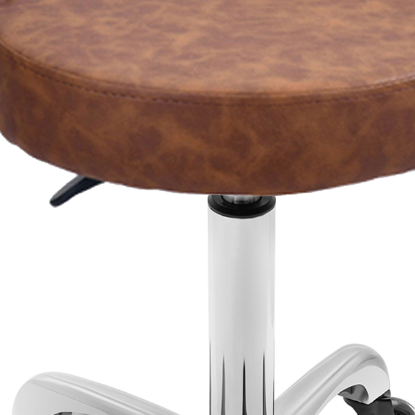 salon stool in tan vinyl with gaslift height adjustment