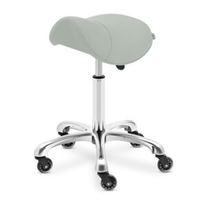 medical grade salon stool is height adjustable via gaslift mechanism