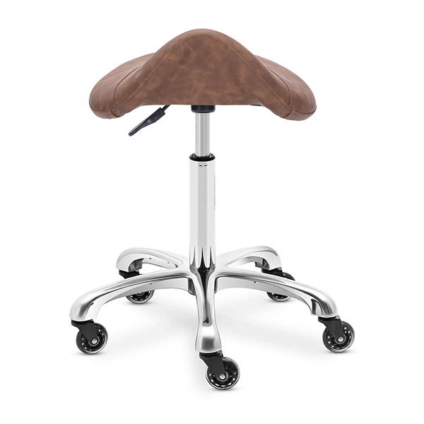 medical grade therapist stool is height adjustable via gaslift mechanism