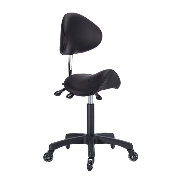 ergonomic salon saddle stool with backrest and tilt