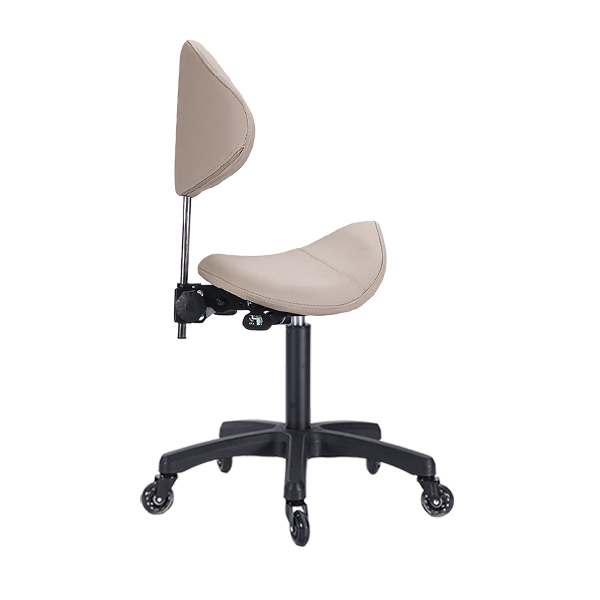 ergonomic salon saddle stool with backrest and tilt