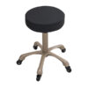 the orbis medi stool in black is fitted with a beige gold gaslift and five star base