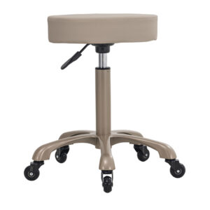 round medi stool with adjustable height and champagne gold base and gaslift