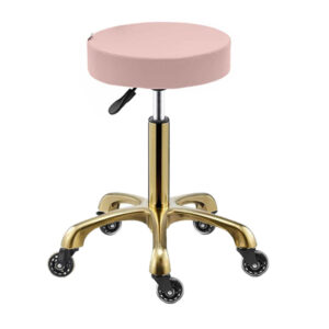 round medi stool with adjustable height and gold base and gaslift