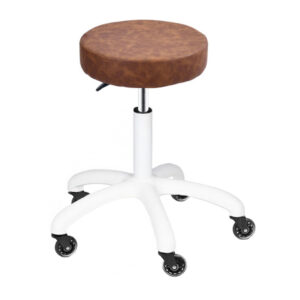round medi stool with adjustable height and white base and gaslift
