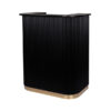 compact salon reception desk in black with gold trim perfect for small spaces