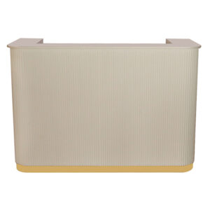 large salon reception desk with gold trim is great for big salons