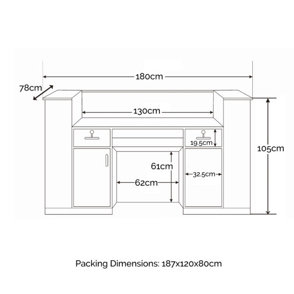 spec sheet for Kratos reception desk