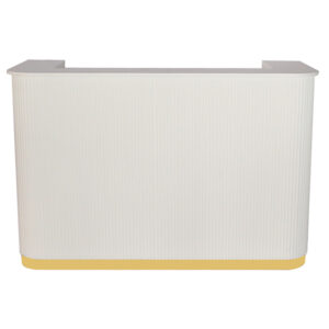 large salon reception desk with gold trim is great for big salons