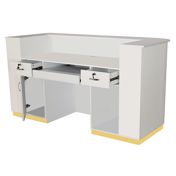 white reception desk is 1800mm wide perfect for those large salons and clinics