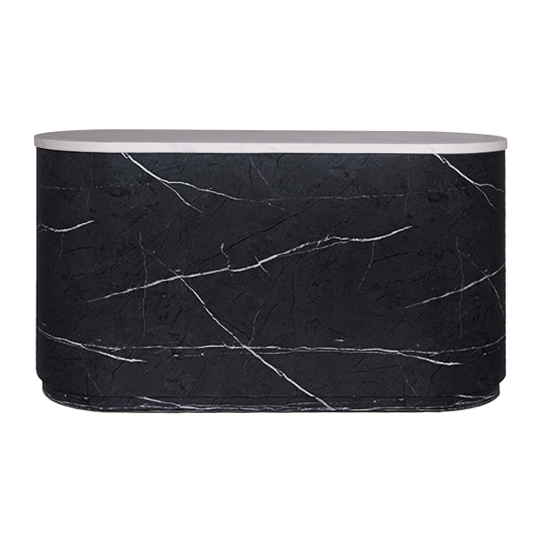 salon reception desk in high quality marble look laminate perfect for small spaces