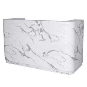 salon reception desk in high quality marble look laminate perfect for small spaces