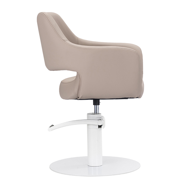 salon chair - madison salon chair in latte vinyl with white round base
