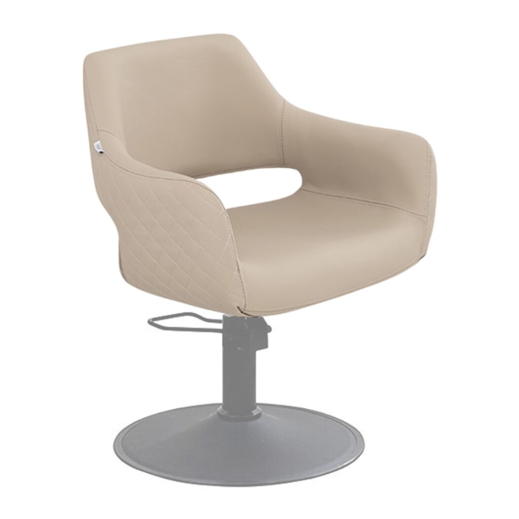 salon chair is upholstered in anti-microbial medical grade vinyl with memory foam