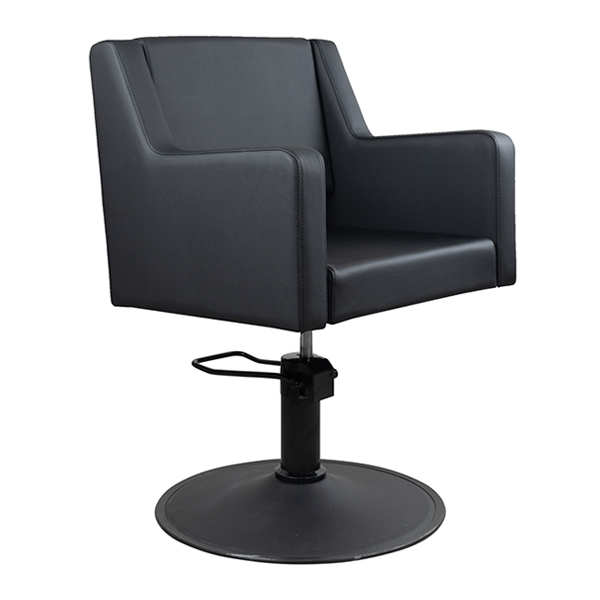 the caruso salon chair in black comes with a black matt base and hydraulic pump