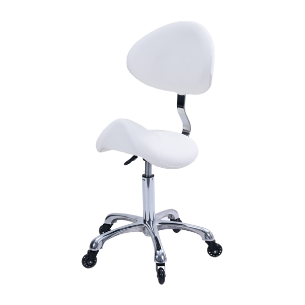 Salon saddle stool with back support
