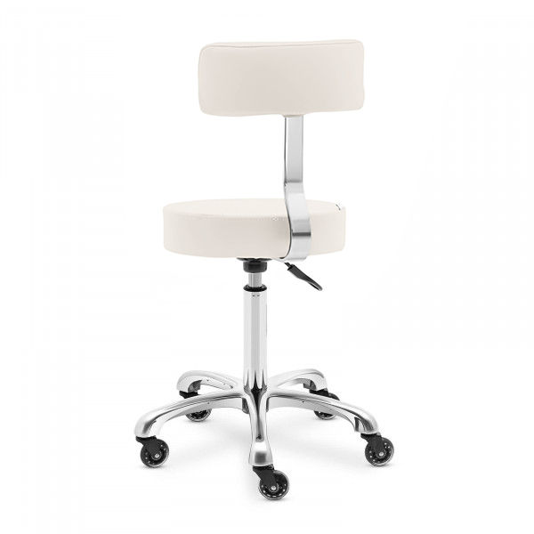 Comfortable salon stool with backrest and adjustable height