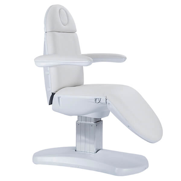 cosmedica treatment bed white side view lowered leg rest