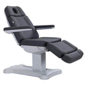 hedera treatment bed black side view with face hole and raised legrest