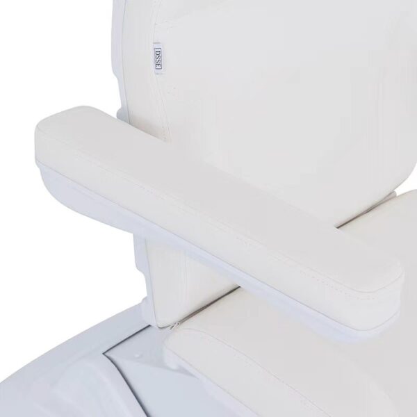 eros treatment bed in white with electric adjustment for height back and leg sections